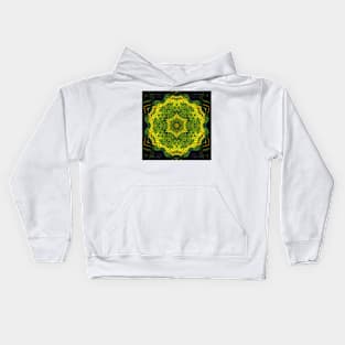 Weave Mandala Green Yellow and Black Kids Hoodie